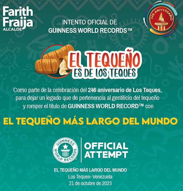 Los Teques festejan su 246º aniversario con récord Guinness del tequeño más largo