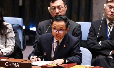 Imagen del representante permanente de China ante la ONU durante su intervención en el Consejo de Seguridad.
