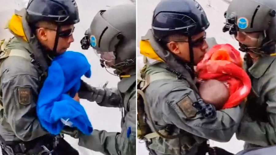 Ejército brasileño salva a tres bebés en medio de inundaciones