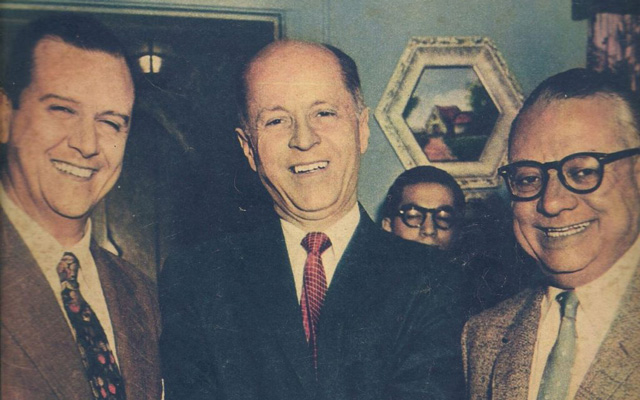Rómulo Betancourt, Rafael Caldera y Jóvito Villalba en Nueva York, diciembre de 1957, durante el encuentro que marcó el renacer democrático.