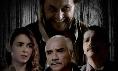 Elenco principal de “Asesinos Notables”, ópera prima de Marcos Moreno, que estrena el 28 de agosto en salas nacionales.