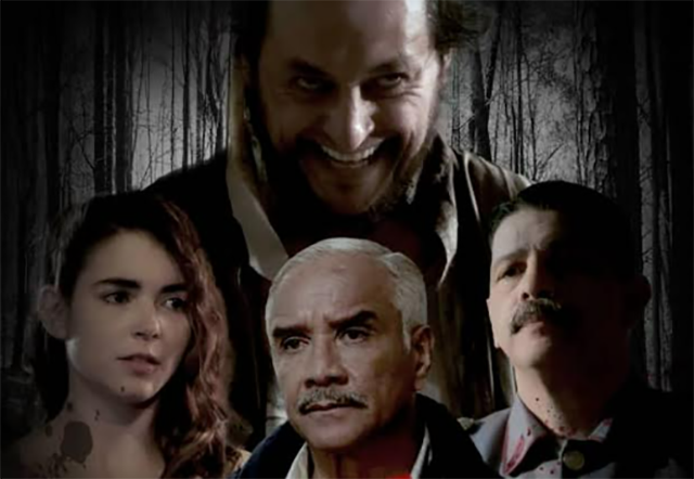 Elenco principal de “Asesinos Notables”, ópera prima de Marcos Moreno, que estrena el 28 de agosto en salas nacionales.