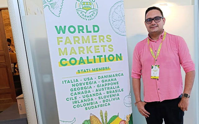 Saúl Elías López, presidente de Sviaa, durante un evento de la Coalición Mundial de Mercados Agrícolas