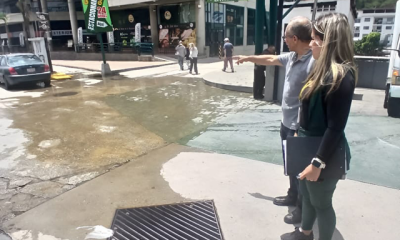 Técnicos de la División de Ambiente retiran sedimentos de la salida de agua junto al Club de Campo.