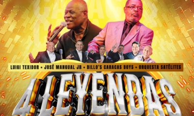 Luigi Texidor, José Mangual Jr., Billo’s Caracas Boys y Orquesta Los Satélites de Venezuela compartirán escenario en el Círculo Militar de Caracas el 18 de octubre.