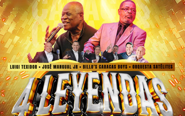 Luigi Texidor, José Mangual Jr., Billo’s Caracas Boys y Orquesta Los Satélites de Venezuela compartirán escenario en el Círculo Militar de Caracas el 18 de octubre.