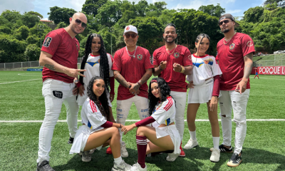 Jugadores y bailarines del Lucas Futsal animan el rodaje de “Guerrero Vinotinto” en Caracas.