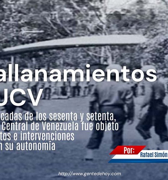 Ingreso de fuerzas militares al campus de la Universidad Central de Venezuela durante uno de los allanamientos de la década de 1960