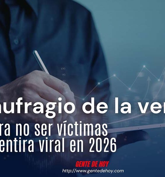 Un ciudadano analiza críticamente diversas fuentes de información en su tableta mientras ignora notificaciones de titulares sensacionalistas.