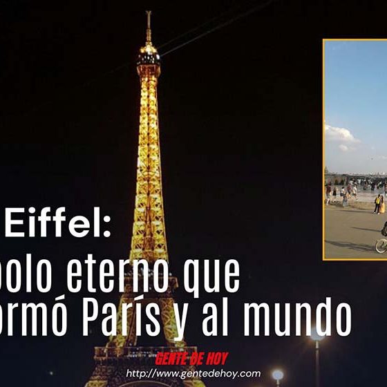 Vista nocturna de la Torre Eiffel iluminada sobre el horizonte de París. Su estructura de hierro forjado refleja el genio de Gustave Eiffel y el esfuerzo colectivo de 300 obreros.