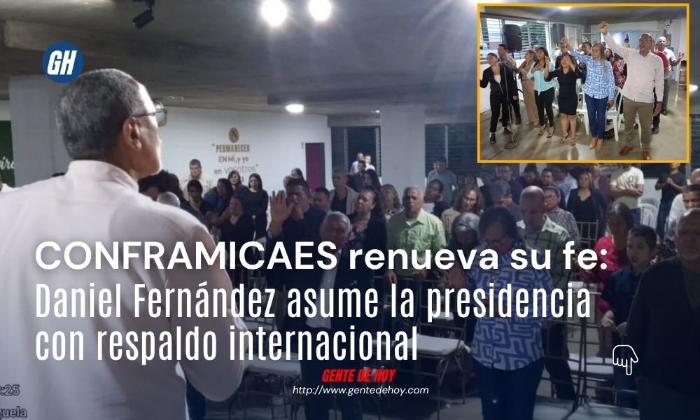 El evangelista Mark Dos Santos junto a la nueva directiva de CONFRAMICAES durante el acto de unción en la Iglesia Cordero de Dios, Palo Verde.