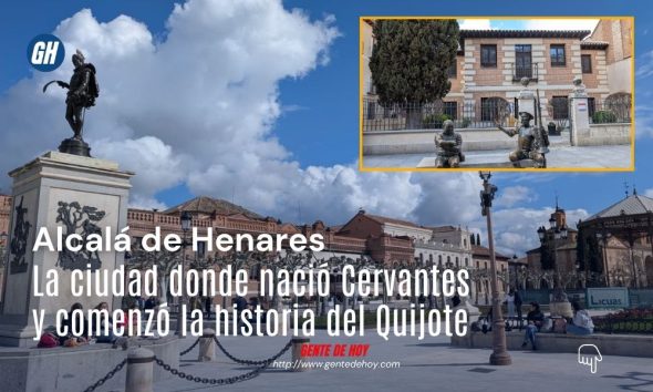 Plaza de Cervantes, el corazón de Alcalá de Henares, donde el tiempo parece detenerse entre el susurro de los árboles centenarios y los ecos del Siglo de Oro español.