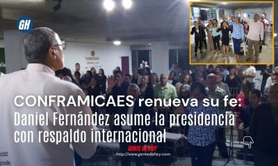 El evangelista Mark Dos Santos junto a la nueva directiva de CONFRAMICAES durante el acto de unción en la Iglesia Cordero de Dios, Palo Verde.