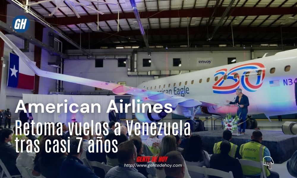 Avión conmemorativo de American Airlines despega rumbo a Venezuela en el primer vuelo directo desde 2019