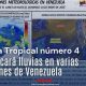 Mapa meteorológico difundido por el Inameh muestra el avance de la Onda Tropical número 4 sobre el territorio venezolano.