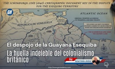 Mapa histórico de la Línea Schomburgk (1840), documento cartográfico clave que alteró las fronteras originales de Venezuela para justificar las ambiciones británicas sobre el territorio esequibo.